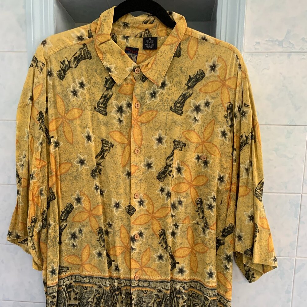 MONTEGO TROPICS MENS Big + Tall 3XL TROPICAL POLYNESIAN DETAILED TROPICAL SHIRT